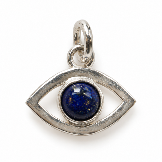 Billede af Lapis lazuli evil eye charm – 925 sølv vedhæng
