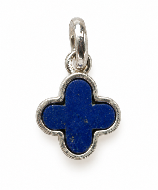 Billede af Lapis lazuli kløver charm – 925 sølv vedhæng