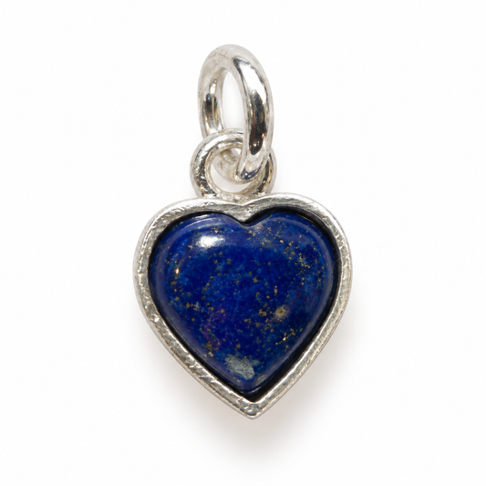 Billede af Lapis lazuli hjerte charm – 925 sølv vedhæng