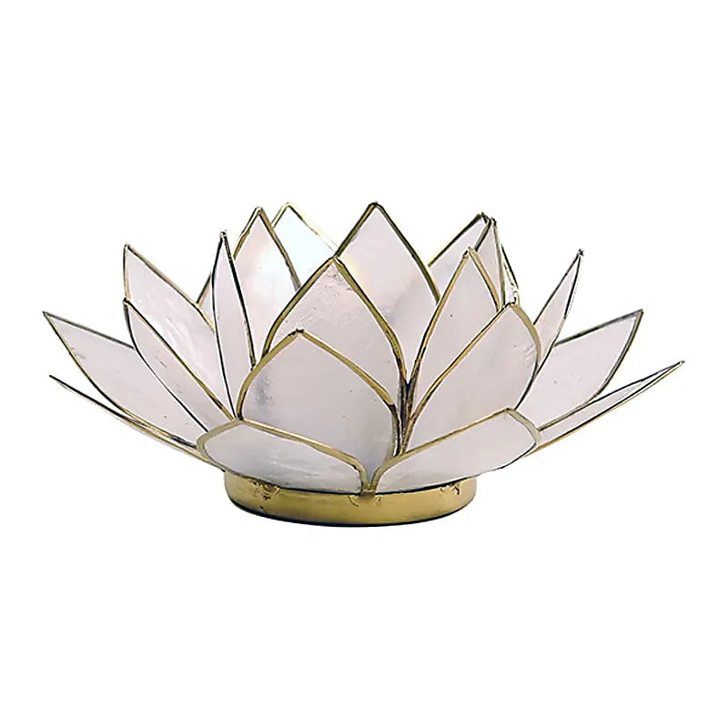 Hvid Lotus lysestage i Capiz skaller 13,5 cm Hvid Lotus lysestage i Capiz skaller 13,5 cm