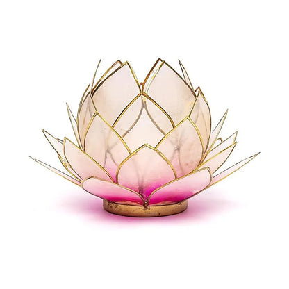 Pink Lotus lysestage i Capiz skaller 15 cm