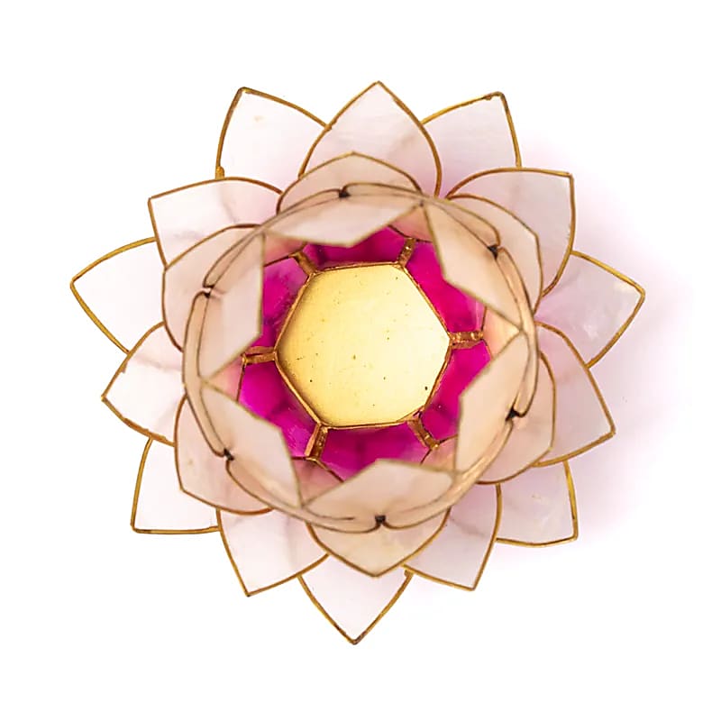 Pink Lotus lysestage i Capiz skaller 15 cm Pink Lotus lysestage i Capiz skaller 15 cm
