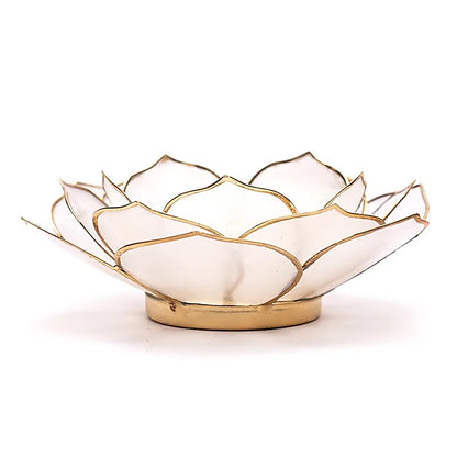 Hvid Lotus lysestage i Capiz skaller 13,5 cm | gentle