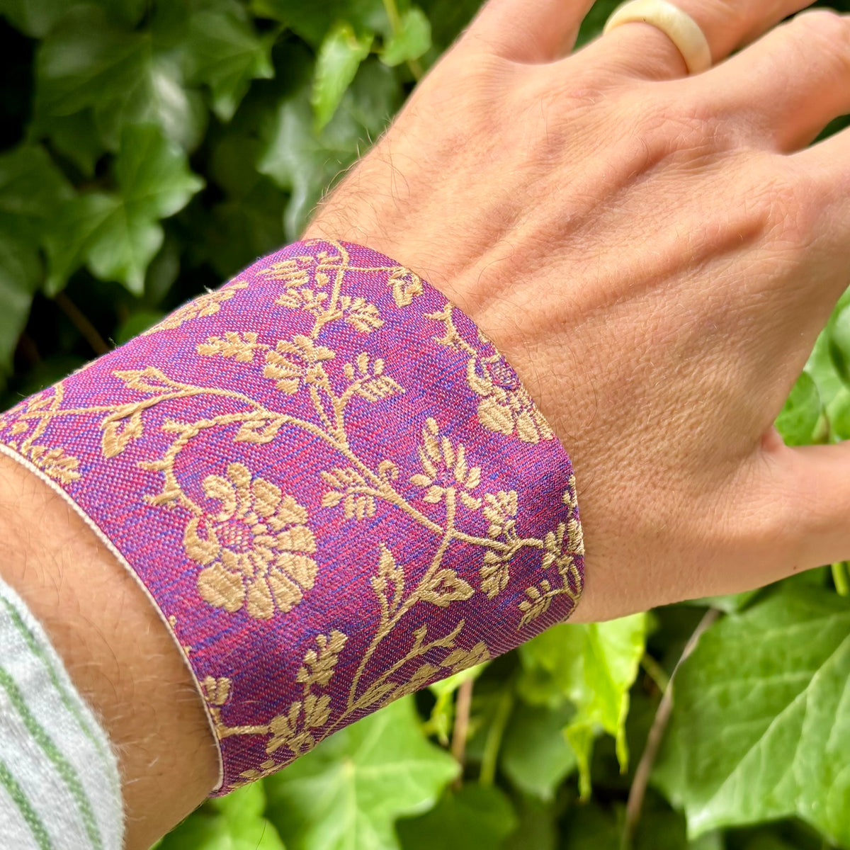 Purple Gold Flowers - Intention Wristband Purple Gold Flowers - Intention Wristband