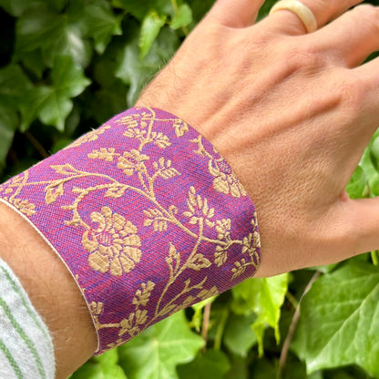 Purple Gold Flowers - Intention Wristband