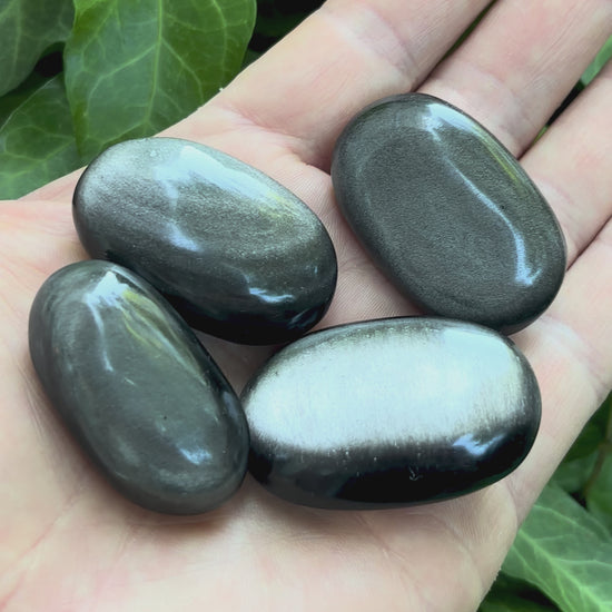  Billede af Silver obsidian palmstone - 4 cm
