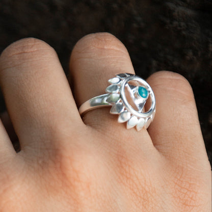 Hals Chakra fingerring | 925 Sterling Sølv og Turkis